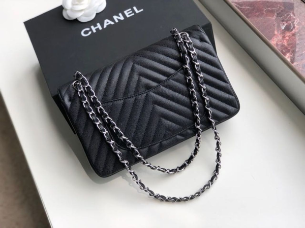 4 chanel chevron classic handbag silver hardware black for women womens bags shoulder and crossbody bags 102in26cm 2799 981