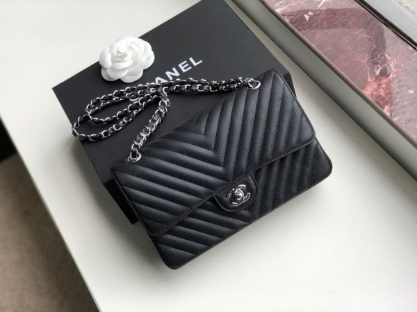 6 chanel chevron classic handbag silver hardware black for women womens bags shoulder and crossbody bags 102in26cm 2799 981