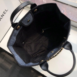 3-Chanel Deauville Tote 38cm Blue/Black For Women A66941  - 2799-985