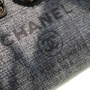 4-Chanel Deauville Tote 38cm Blue/Black For Women A66941  - 2799-985