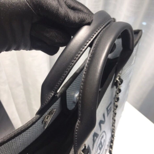 2-Chanel pochette Deauville Tote Canvas Bag Light Grey For Women, Women’s Handbags, Shoulder Bags 15in/38cm A66941  - 2799-994