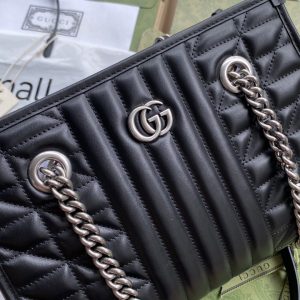 3-Gucci GG Marmont Small Tote Bag Black Matelasses For Women 10.4in/26.5cm GG 681483 UM8BN 1000  - 2799-997