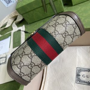 4-Gucci Ophidia Mini Shoulder Bag Beige/Ebony GG Supreme Canvas Green And Red Web Detail Brown For Women 7.5in/19cm GG 602676 K05NB 8745  - 2799-998