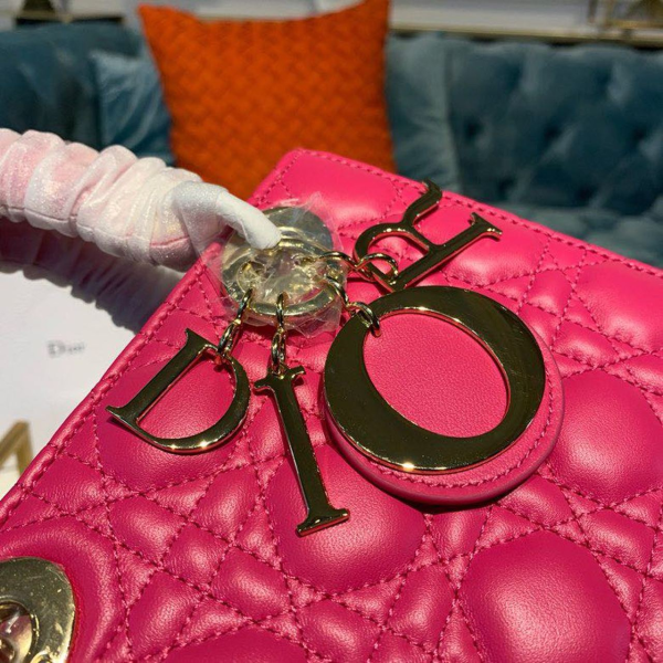8 christian dior small lady dior bag gold toned hardware hot pink for women 8in20cm cd 2799 1011