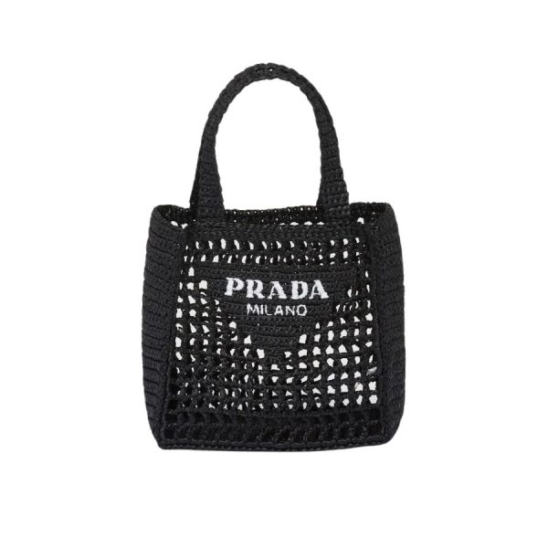 Small Raffia Tote Black For Women 22cm/ 8.7in – 1BG444_2A2T_F0002_V_OOO  - 2799-1018