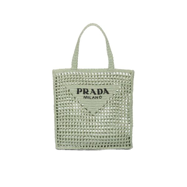 Raffia Tote Bag Green For Women- 1BG393_2A2T_F0934_V_OOO  - 2799-1019