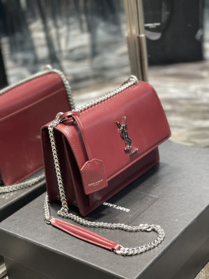 2-Sunset Medium Chain Bag SHOULDER Black/Red For Women 8.6in/22cm 442906D420W1000  - 2799-1083