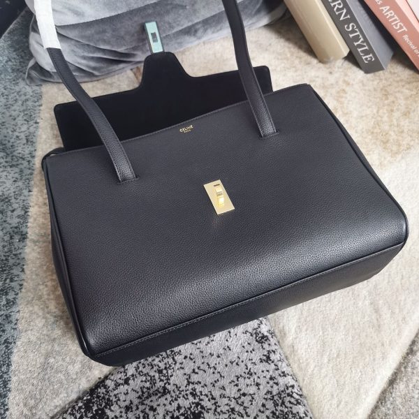 10 medium soft 16 bag in supple grained greyblack for women 13in32cm 195543cr810bl 2799 1144