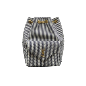 embroidered-logo striped changing bag Grey