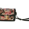 teen triomphe bag in floral jacquard blackbrown for women 7in185cm 2799 1198