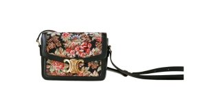 teen triomphe bag in floral jacquard blackbrown for women 7in185cm 2799 1198