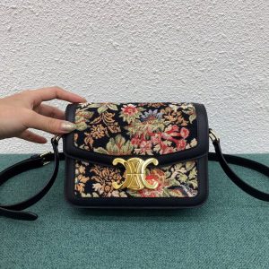 5 teen triomphe bag in floral jacquard blackbrown for women 7in185cm 2799 1198