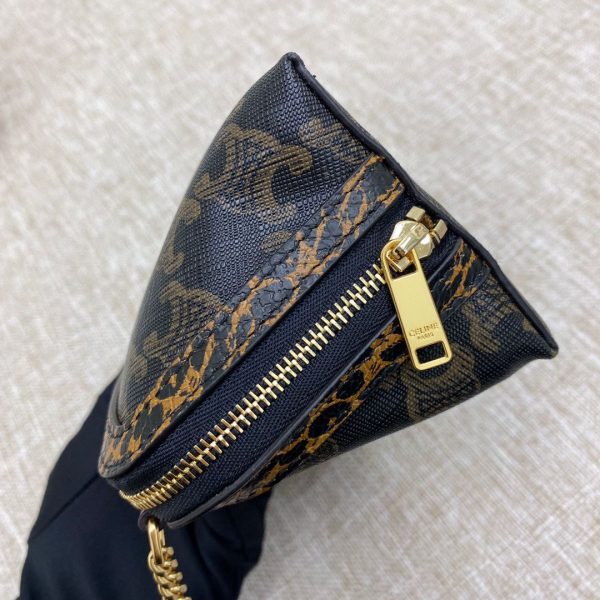4 clutch on chain in triomphe canvas and grained with leopard print black for women 6in15cm 10d732ca404b 2799 1203