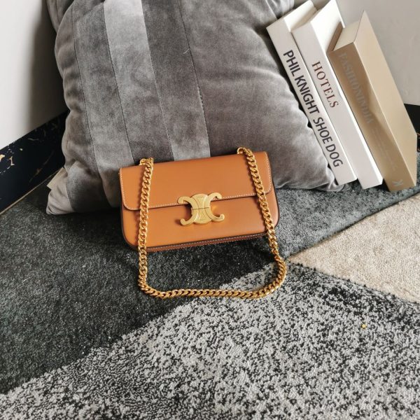 5 chain shoulder bag triomphe in shiny blackbrown for women 8in205cm 197993bf438no 2799 1221