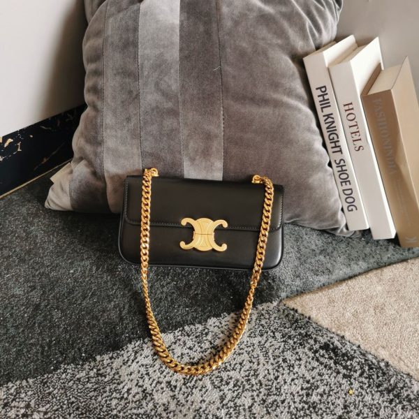 8 chain shoulder bag triomphe in shiny blackbrown for women 8in205cm 197993bf438no 2799 1221