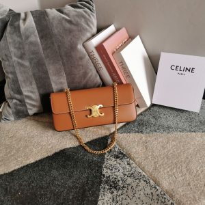 2 chain shoulder bag triomphe in shiny black gold tonebrownbalck sliver tone for women 13in33cm 2799 1222