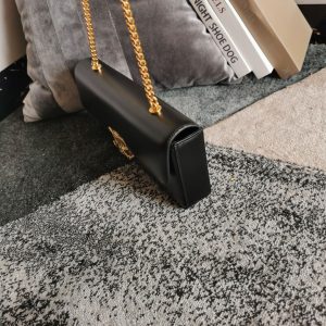 7 chain shoulder bag triomphe in shiny black gold tonebrownbalck sliver tone for women 13in33cm 2799 1222