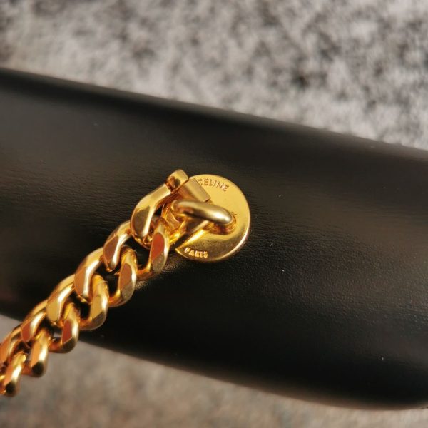 12 chain shoulder bag triomphe in shiny black gold tonebrownbalck sliver tone for women 13in33cm 2799 1222