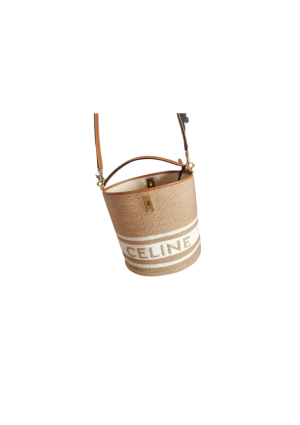 teen bucket 16 in striped textile with celine jacquard beige for women 7in18cm 2799 1225