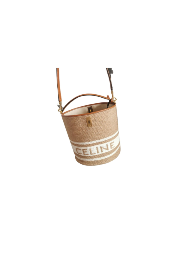 teen bucket 16 in striped textile with celine jacquard beige for women 7in18cm 2799 1225