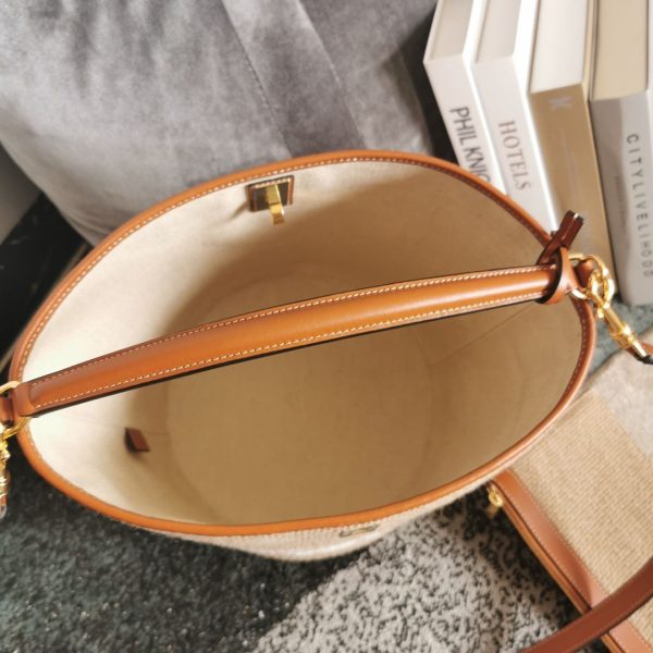 2 teen bucket 16 in striped textile with celine jacquard beige for women 7in18cm 2799 1225