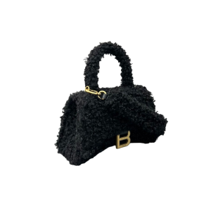Furry Hourglass Small Handbag Black/Grey/Pink For Women 8.3in/21cm  - 2799-1226