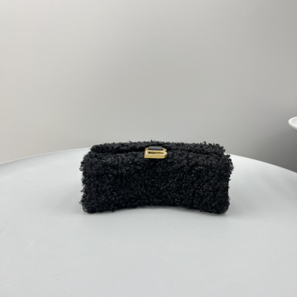 7 furry hourglass small handbag blackgreypink for women 83in21cm 2799 1226
