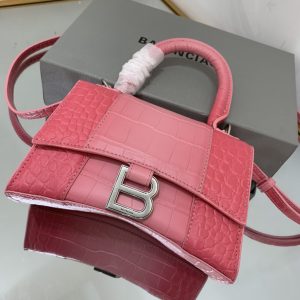 1-Hourglass Small Handbag Black/Pink For Women 9in/22.9cm  - 2799-1245