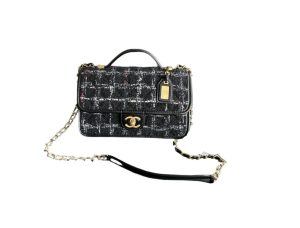 small flap bag with top handle black for women 98 in 25 cm 2799 1287