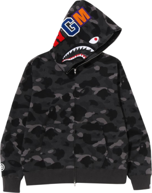 bape color camo shark full zip hoodie ss23 black 2799 519