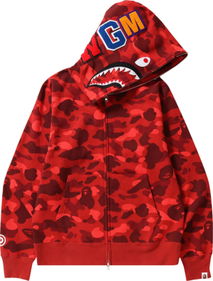 bape color camo shark full zip hoodie red 2799 520