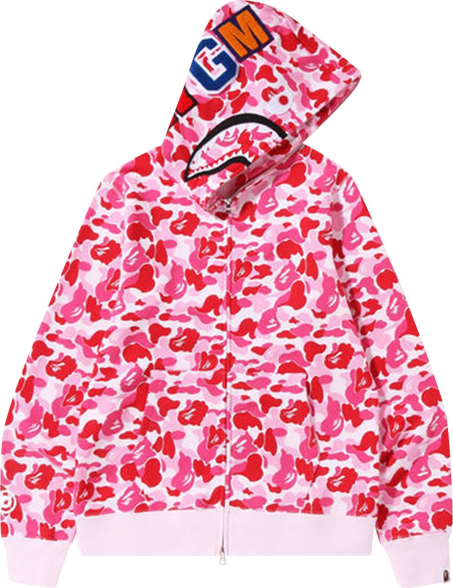 bape abc camo shark full zip hoodie pink 2799 522