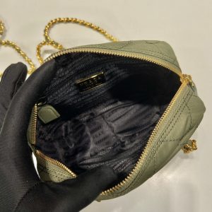 4-Vintage Chain Rhombus Bag Brown/ Green Khaki For Women 7.5 in / 19 cm  - 2799-1429