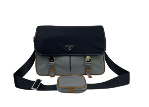 Saffiano Shoulder Bag Grey and Black For Women 12.6 in / 32 cm  - 2799-1446