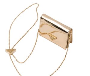 brushed card holder with shoulder strap gold tone black for women 45 in 115 cm 1mr028 2cle f0522 2799 1448