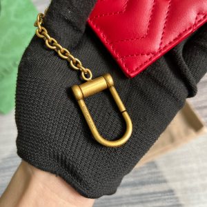2-GG Marmont Keychain Wallet Black/Beige/ Red For Women 627064 DTDHT 1000 3.9 in/ 10 cm  - 2799-1537