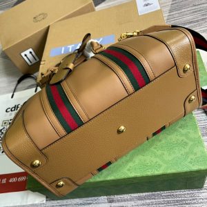 6 medium bauletto top handle bag with double g brownwhite for men 134in34cm 2799 1546