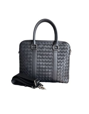 slim classic intrecciato briefcase blackdark greybrown for women 142in36cm 690702v0e528803 2799 1618