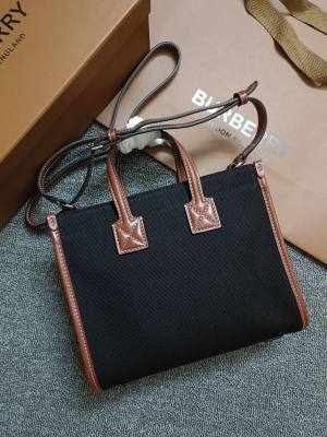 12 bb two tone canvas mini freya tote brown and black for women 80557491 91 in 23 cm 2799 1648