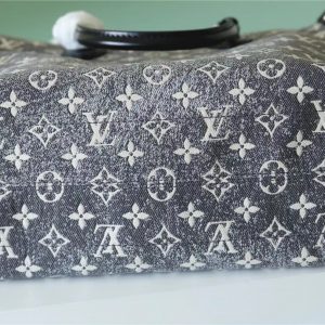 6 onthego mm monogram jacquard denim shouder bags gray for women 138in35cm m46448 2799 1683