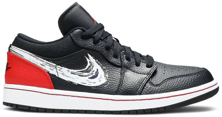 Jordan 1 black with red swoosh hotsell