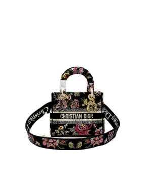 Medium Lady D-Lite Bag Black For Women 9.5in/24cm M0565ORZB_M911  - 2799-1826