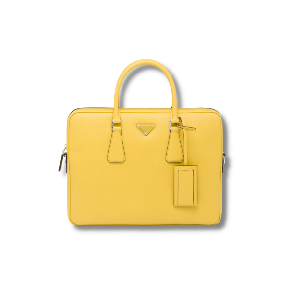 Saffiano Leather Work Bag Yellow For Women- 2VE368_9Z2_F0PG8_V_OOX  - 2799-1911