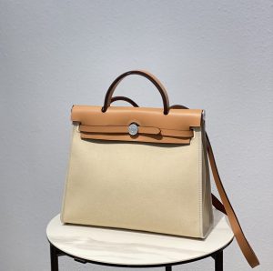 Hermes Herbag Zip Bag Cream, Silver Toned Hardware Bag For Women, Women’s Handbags, Shoulder Bags 12.2in/31cm  - 2799-1944