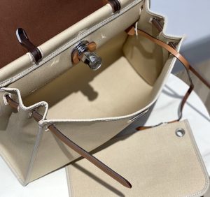 2-Hermes Herbag Zip Bag Cream, Silver Toned Hardware Bag For Women, Women’s Handbags, Shoulder Bags 12.2in/31cm  - 2799-1944