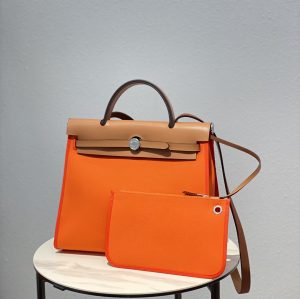 hermes herbag zip bag orange silver toned hardware bag for women womens handbags shoulder bags 122in31cm 2799 1945