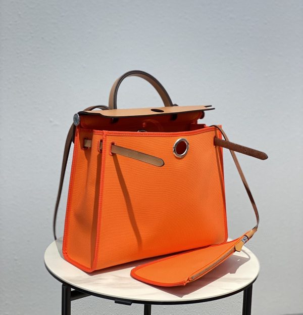 4 hermes Tyrien herbag zip bag orange silver toned hardware bag for women womens handbags shoulder bags 122in31cm 2799 1945