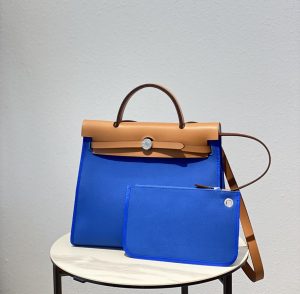 hermes herbag zip bag blue silver toned hardware bag for women womens handbags shoulder bags 122in31cm 2799 1946