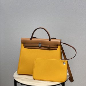 Hermes Herbag Zip Bag Yellow, Silver Toned Hardware Bag For Women, Women’s Handbags, Shoulder Bags 12.2in/31cm  - 2799-1949