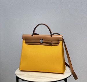 2-Hermes Herbag Zip Bag Yellow, Silver Toned Hardware Bag For Women, Women’s Handbags, Shoulder Bags 12.2in/31cm  - 2799-1949